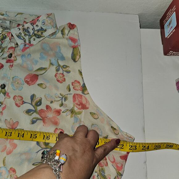 American Rag Cie Dress Women’s 1X Floral Sleeveless Button Front Ruffle Hem Boho - Picture 10 of 12